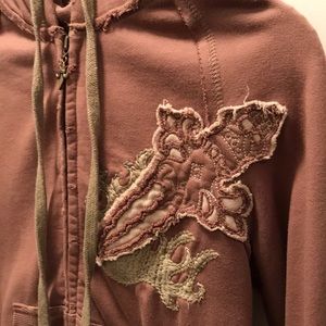 Edgy embroidered brown zip-up by Miss Me